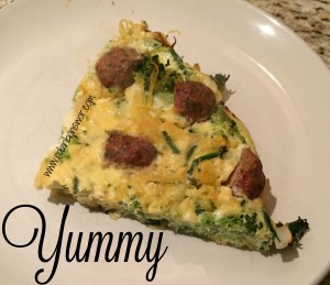 slice of veggie and meatball frittata